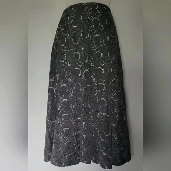 VTG Robert Kitchen Hight waisted Embroidered Godet floral skirt sz 12 - Picture 1 of 6
